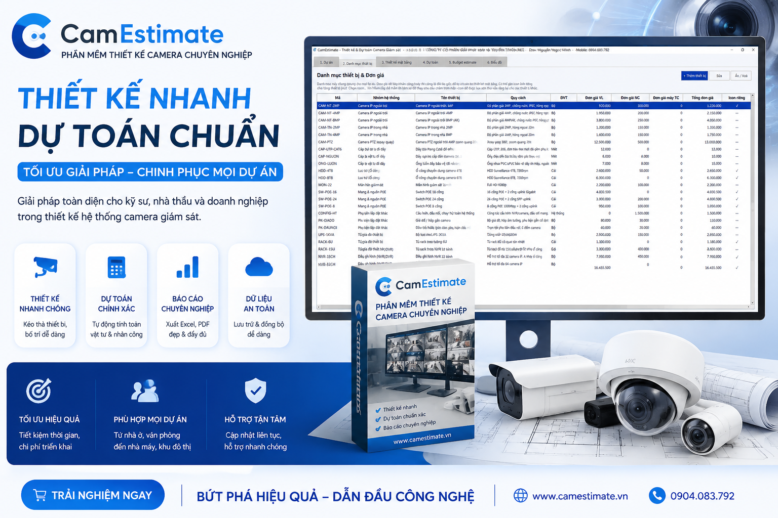 Phần mềm thiết kế hệ thống Camera cho các công trình-CameraEstimate